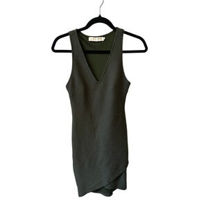 ASTR the label waffle bodycon tank dress size S army green